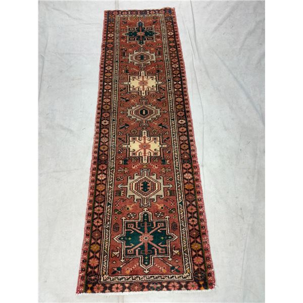 Gharajeh geometric map with dark brown color 100% Authentic Hand Knotted Wool Persian Rug (Size -Â 7