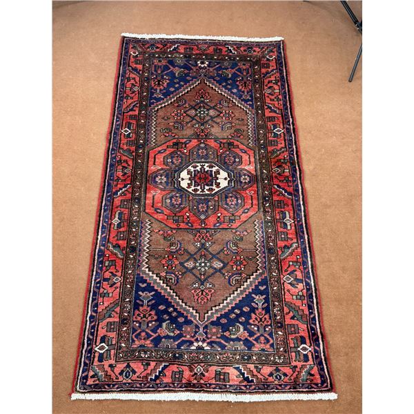 Zanjan Geometric Map - Fluffy carpet the combination of brown and dark blue100% Authentic Hand Knott