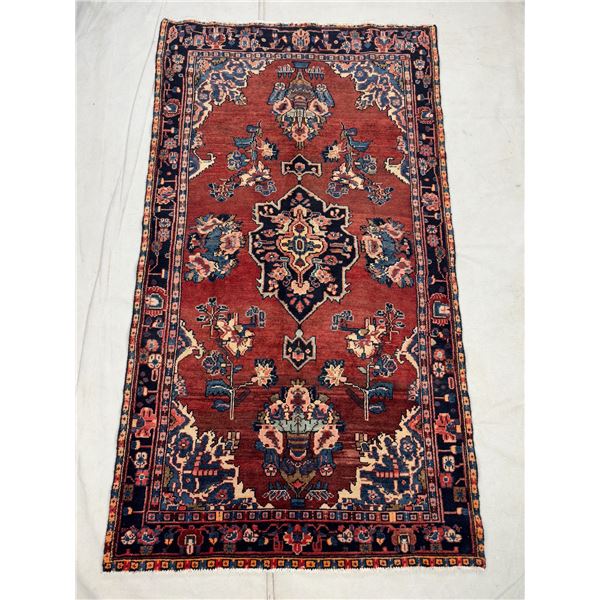 Hamedan Fluffy carpet the combination of brown and dark blue 100% Authentic Hand Knotted Wool Persia