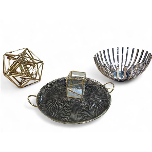 Group of 4 Decorative Tray and Sculptures