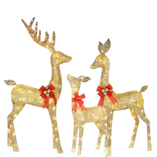 3-Piece Christmas Deer Family Decorations Set White - 60" +54" +36"