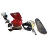 Image 1 : Group of Misc - Benchtop Drill Press, Metal Parts Washer, Skateboard, Tennis Racket, Etc.