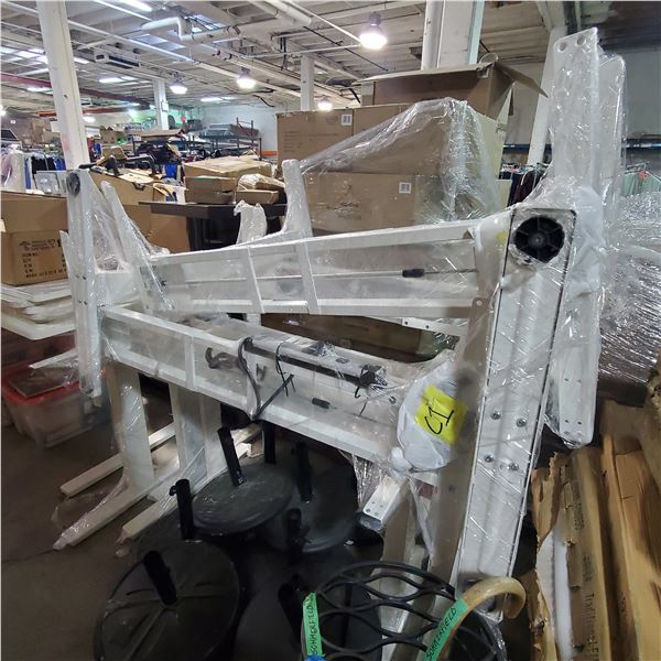 Group of 8 White Electric Adjustable Desks, Approx. W55" x D27.5" Each - Sold As Is