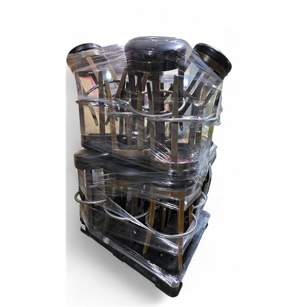 Pallet of wooden Stools with Leather Cushioning