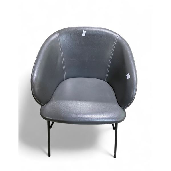 Group of 4 grey leather chairs