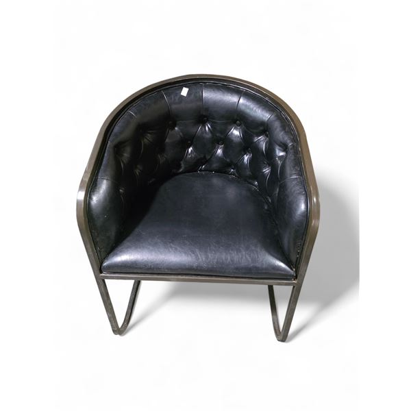 Group of 7 black leather Chairs