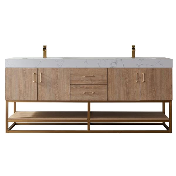 New in Box Vinnova Alistair 72" Double Sink Bathroom Vanity - RV: $2599 CAD (789072-NO-GW-NM)