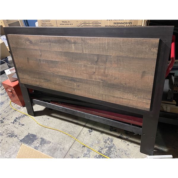 Rustic Brown Wooden Bed Frame, Headboard Size (Approx. 48"H x 67"W) - Assembly Required, Sold As-Is