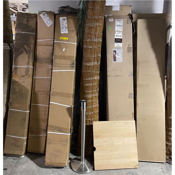 Group of 8 Furniture Component Boxes: Includes Article Bed Frame Parts & Misc Brand Furniture Compon