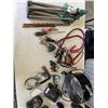 Image 2 : TOTE OF ASSORTED TOOLS, STRAPS, FOLDING CHAIR, STRAPS AND LIGHTS