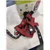 Image 3 : HARNESSES, GRINDER. ETC AND BOX OF WOOD FINISHING SUPPLIES