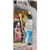 Image 2 : TOTE AND BAG OF ASSORTED SHOP HARDWARE, SUPPLY, BIT SETS AND MORE