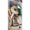 Image 3 : TOTE AND BAG OF ASSORTED SHOP HARDWARE, SUPPLY, BIT SETS AND MORE