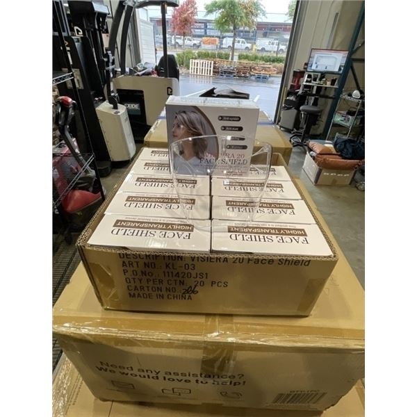 NEW CASE OF 10 PROTECTIVE SHIELD FACE MASKS, HIGH QUALITY, RETAIL $19.99 EACH