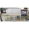 Image 1 : HEAVY DUTY METAL FRAMED WORKBENCH, 73 INCH LONG, 57 INCH TALL TO BACK OF PEGBOARD