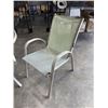 Image 2 : ROUND PATIO TABLE AND 3 SLING BACK CHAIRS