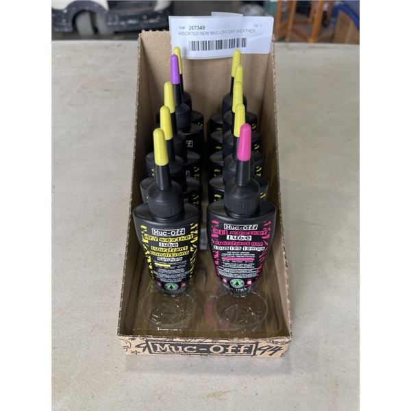 ASSORTED NEW MUC-OFF DRY WEATHER AND ALL WEATHER BIKE LUBE