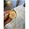 Image 2 : VINTAGE 3D HOLOGRAM PENDANT COIN FRAMED WITH EXTRA LENGTH GOLD PLATED CHAIN NECKLACE
