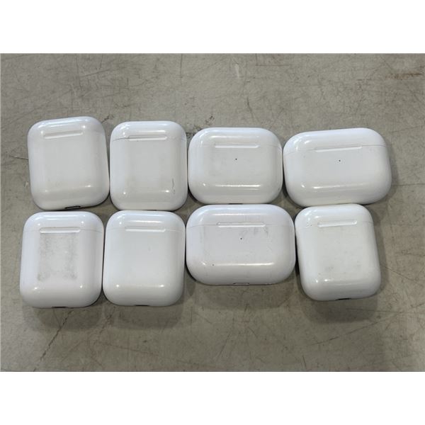 8 ASSORTED APPLE AIRPOD CASES, WITH 1 AIRPOD IN EACH CASE, LOST PROPERTY ITEMS