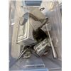 Image 2 : TOTE OF NAPKIN DISPENSER STAINLESS SMALL SHELVES AND WOOD ORGANIZER