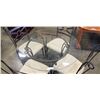 Image 2 : GLASS TOP METAL BASE DINING TABLE W/ 4 CHAIRS