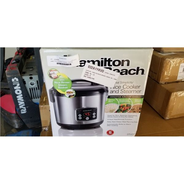 HAMILTON BEACH RICE COOKER - TESTED WORKING