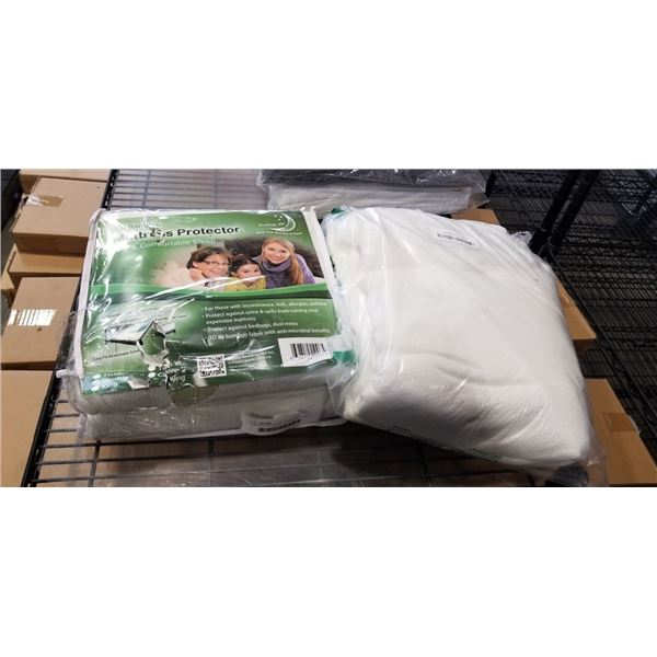 2 BAMBOO MATTRESS PROTECTORS, ONE IS TWIN SIZE, AND UNKOWN SIZE