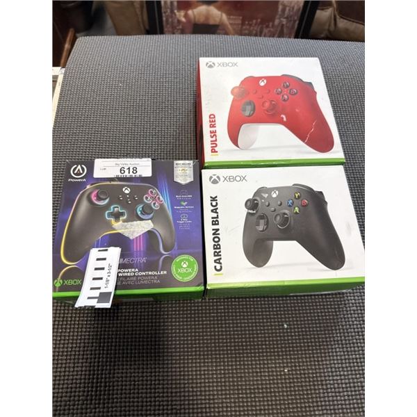 THREE XBOX CONTROLLERS, STORE RETURNS