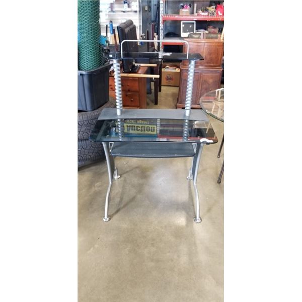 BLACK GLASS MODERN DESK UNIT