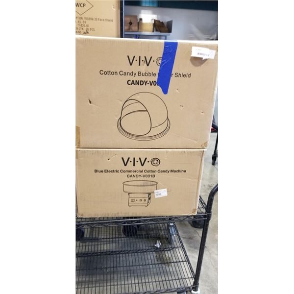 VIVO BLUE ELECTRIC COMMERCIAL COTTON CANDY MACHINE WITH BUBBLE SHIELD