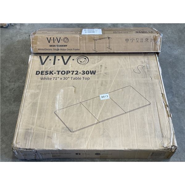 VIVO WHITE 71 X 30 INCH ELECTRIC SIT TO STAND DESK WITH WHITE SINGLE MOTOR DESK FRAME