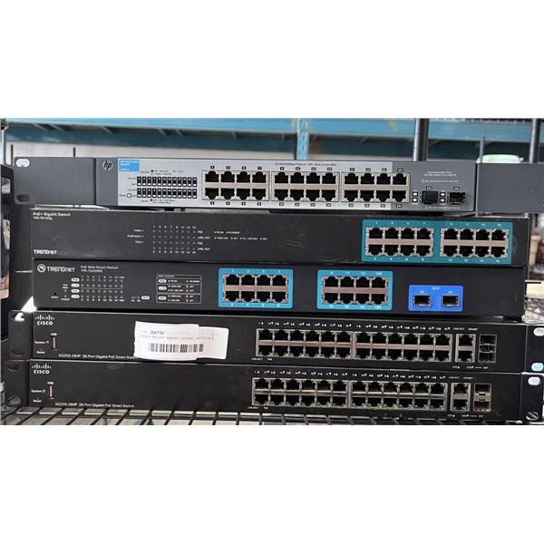 5 RACK MOUNT SMART GIGABIT SWTICHES, CISCO, HP AND TRENDNET BRANDS