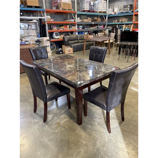 FAUX MARBLE DINING TABLE AND 4 CHAIRS
