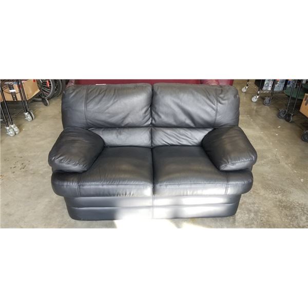 BLACK LEATHER LOVESEAT, GOOD CONDITION