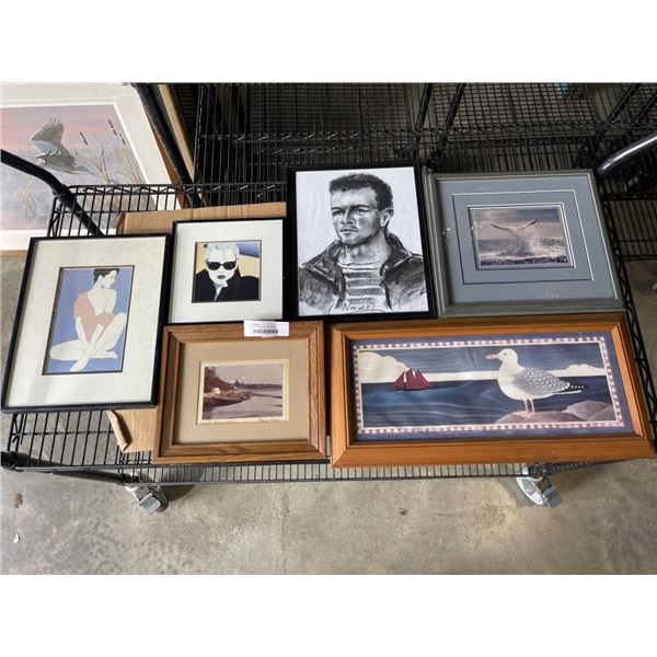 COLLECTION OF SMALL ESTATE ARTWORKS, INCLUDING VINTAGE PHOTO OF WHITE ROCK, MCM PIECES ETC