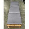 Image 1 : BRAND NEW ASSEMBLED, OUT OF BOX PATIO FLARE ACACIA WOOD FOLDING PATIO SUN LOUNGER WITH GREY CUSHION,