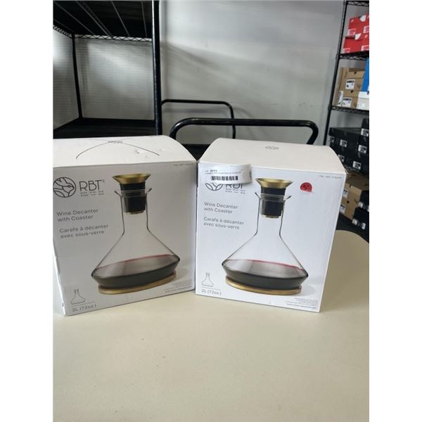 2 RABBIT WINE DECANTERS W/ COASTER