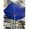 Image 2 : BRAND NEW BLUE 9FT PATIO UMBRELLA WITH HEAVY WEIGHTED BASE, INCLUDES EXTRA BLACK COVER FOR UMBRELLA,