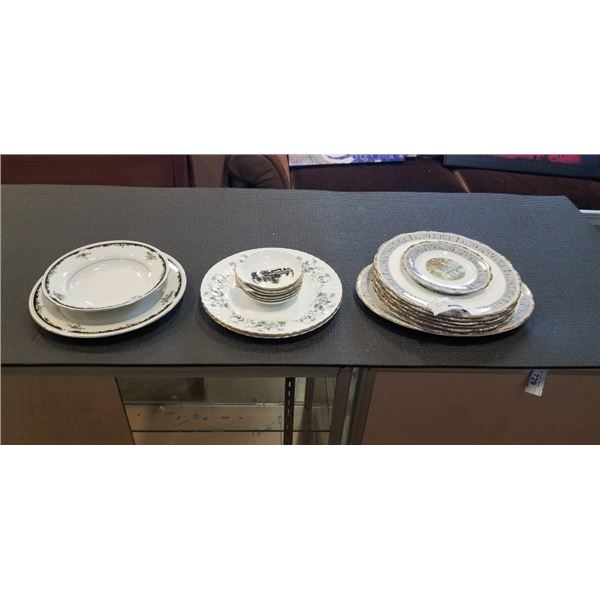 ROYAL ALBERT PLATES AND SERVING PLATTER, ADDERLEY PLATES AND GRAFTON DISHES
