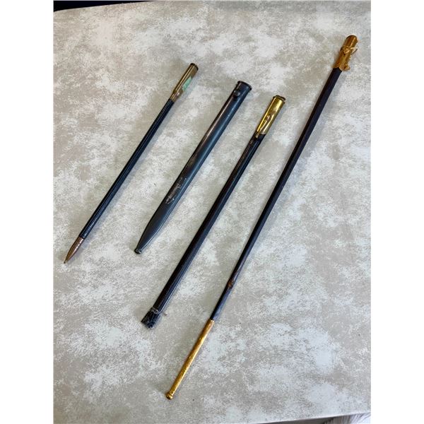 Bayonette and Sword Scabbards with Trench Art Piece