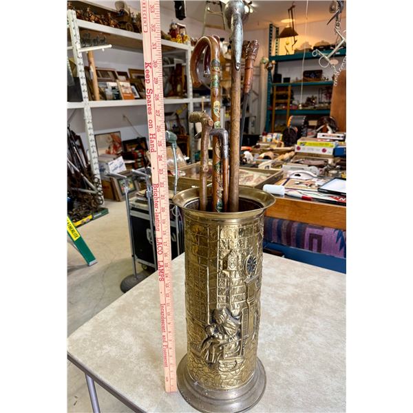 Canes and Walking Sticks with Brass Stand