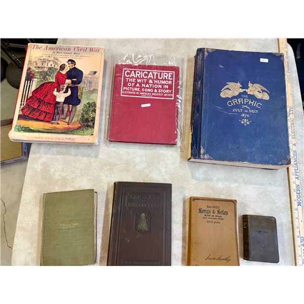 Quantity of Books from 1800s and Early 1900s Including Collectible Print Albums “Four Seaso