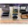 Image 2 : Box of misc. jewelry boxes: stone, tin, vintage “occupied Japan” mid-1940s. Includ