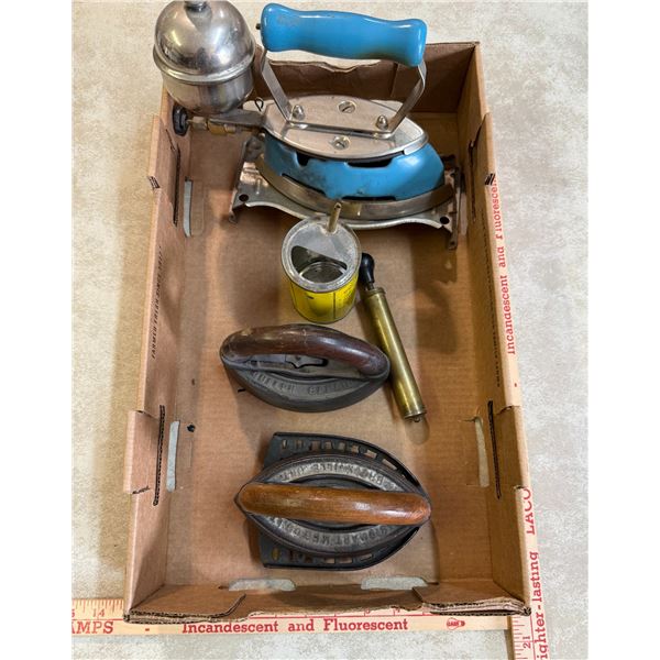 Quantity of Antique irons & accessories