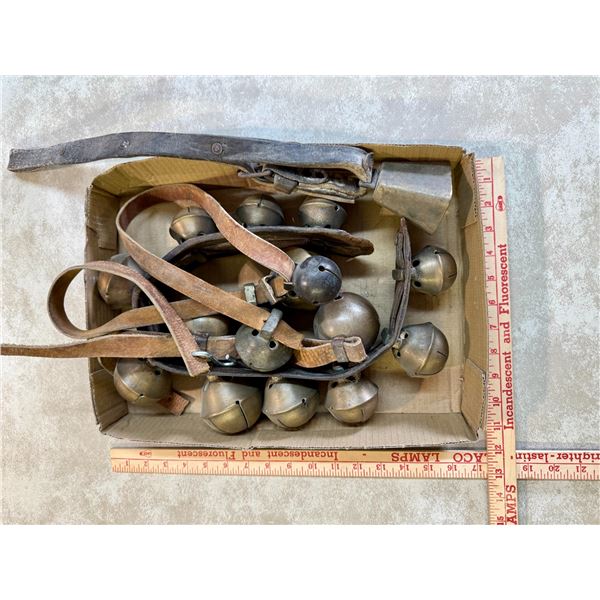 Quantity of Antique Sleigh Bells - Leather & Brass/Copper