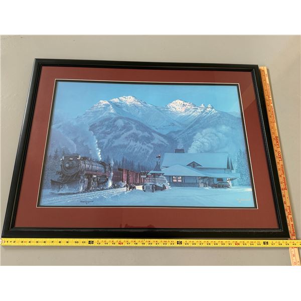 Max Jacquiard - Signed & Numbered Limited Edition Print - CPR Train passing through Banff (548/550).