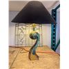 Image 2 : Pair of Matching Brass Lamps with Faux Leather Shades - 29” Tall