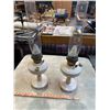 Image 1 : Pair of Matching Aladdin Milk Glass Mantle Lamps