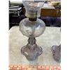 Image 2 : Pair of Antique Manganese Glass Oil Lamps - Late 1800s