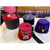 Image 1 : Shriners Fez Hats in Case and Velvet Hat Box